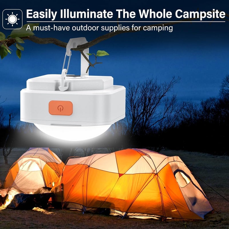 FLY2SKY Rechargeable Camping Lights 2Pcs White Tent Lights Mini Flashlight Portable LED Camping Lantern Survival Gear Camping Accessories for Hiking Backpacking Fishing Hurricane Emergency Outage - Image 3